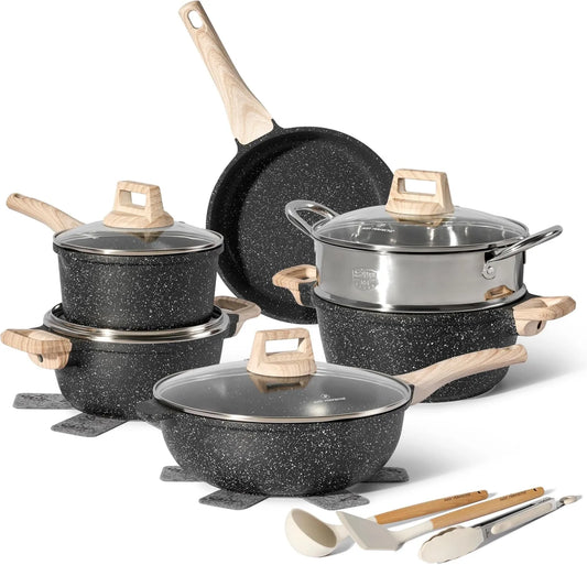 JUST PERFECTO HOUSEHOLD APPLIANCES, Naczynie do gotowania 20 cm / 26 cm 18 cm / 20 cm, powłoka nieprzylepna, wyjmowana, czarna 20 cm/26 cm 18 cm/20 cm