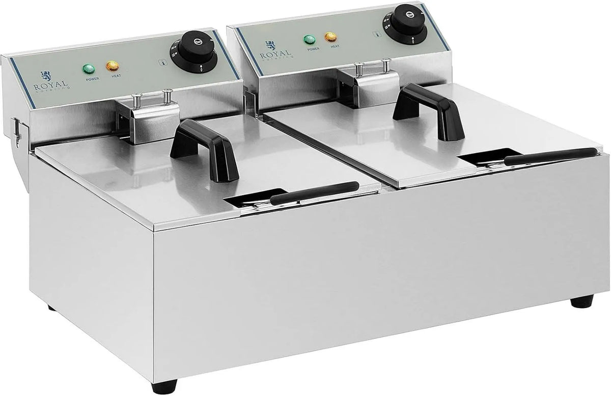 Royal Catering, 2 x 2800 W, 230 V, Double elektryczny Friter 2 x 10 l, 2 światła do użytku profesjonalnego