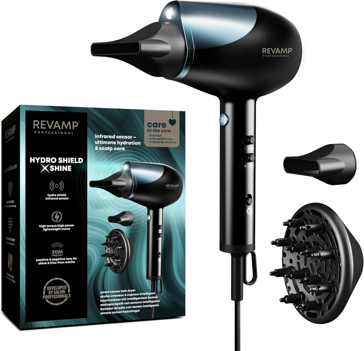 REVAMP suszarka do włosów, Diffuser, Czujnik, Silnik, 1800 W, Profesjonalne, Funkcja grzewcza, do głośności i sclat