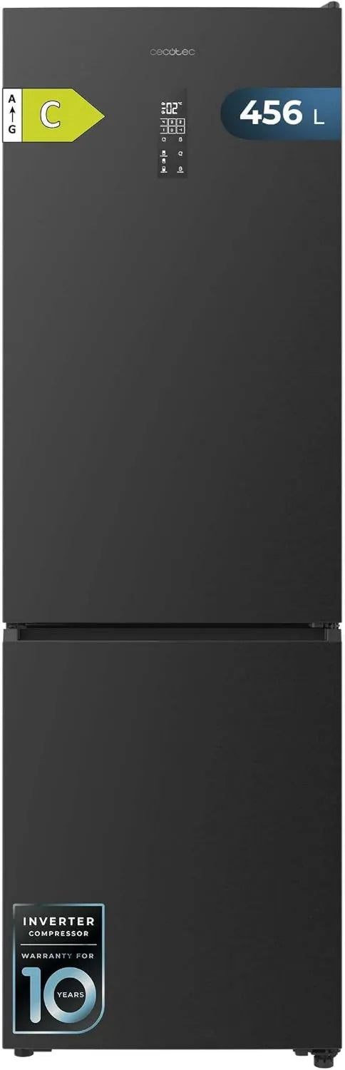 Cecotec chłodziarka do napojów, Bolero CoolMarket Combi Lodówka, 456 l, No Frost, Inwerter, Wysokość 201 cm i 59, MAX INSIDE z VIP Tech, 5 cm Szerokość, Kompressor