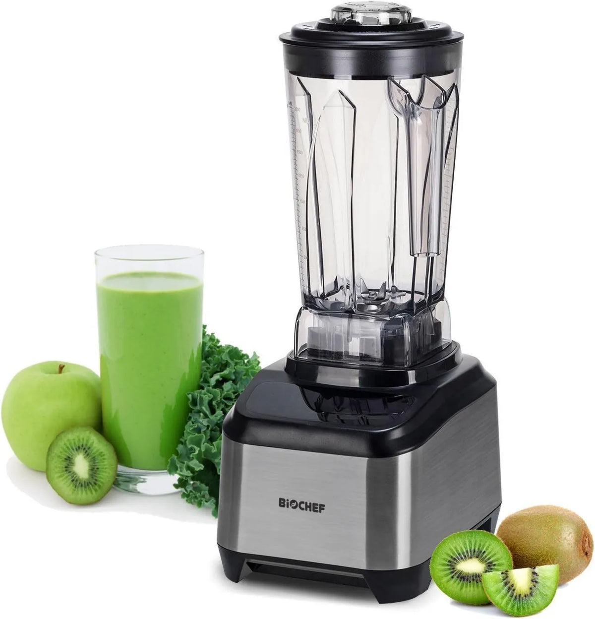 Bio Chef blender kielichowy, Mikser, 1000 W, 75 dB, profesjonalny, cichy, czarny, 16 prędkości i 'Pulse' funkcja, 10-letnia gwarancja