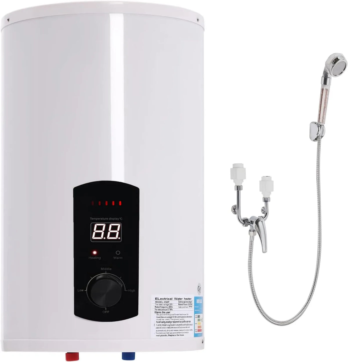 Elektryczny podgrzewacz wody, elektryczny podgrzewacz wody do kuchni 2000 W, pionowy zbiornik ciepłej wody 0,7 MPa 25-75 °C z regulacją temperatury