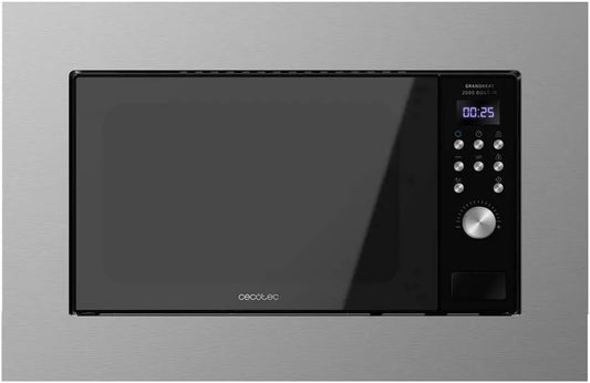 Cecotec, Grandheat 2000 Kuchenka mikrofalowa, 24, 5 cm, 20 l, 700 W, 9 programów, do zabudowy, minutnik, grill, stal nierdzewna, czarny