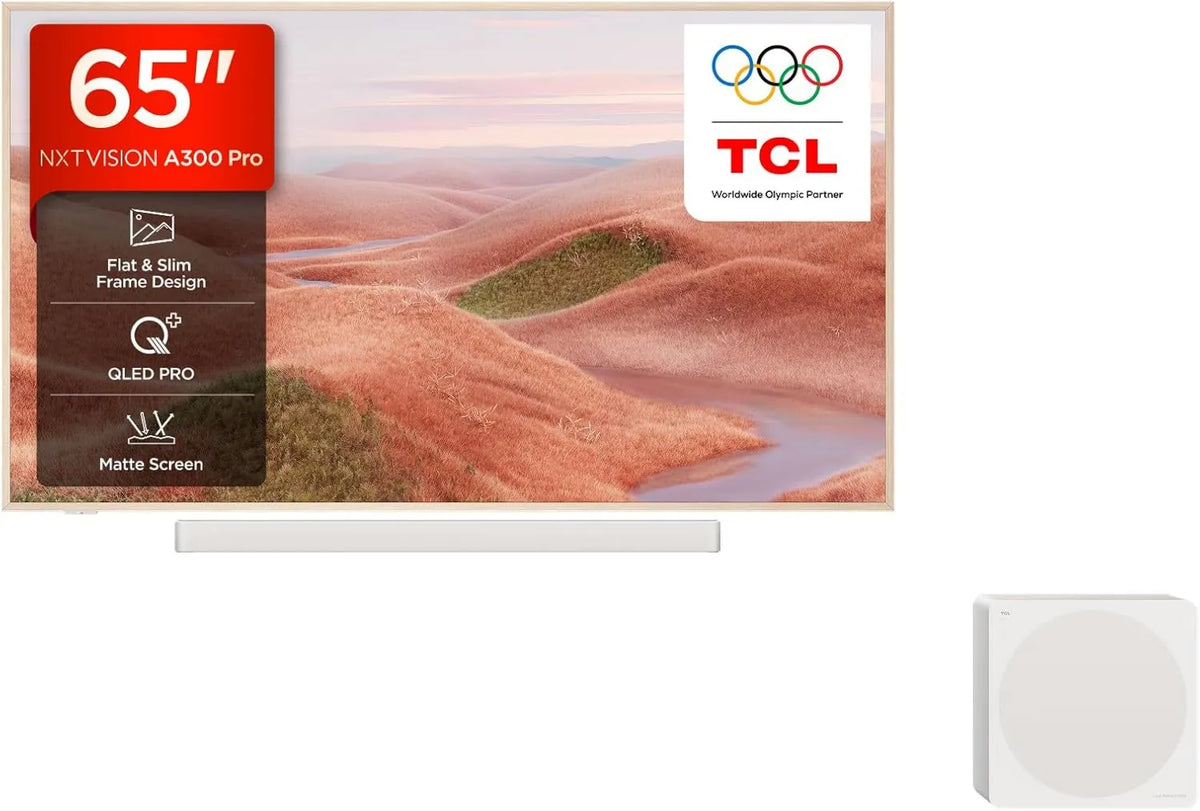 TCL, Google 3.1.2- 230 W Smart TV, 164 cm, 3840 × 2160, 4 HDMI, TV, 4K UHD, QLED, Sound Bar + Surround Caisson 3.1.2-230 W