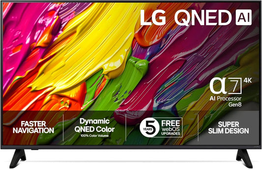 LG telewizor, Google 43QNED70 Smart TV, 108 cm, TV, 4K UHD, HDR, webos, asystent Google, Alexa i Siri, HDR10, telecommade AI Magic Remote, webos 25