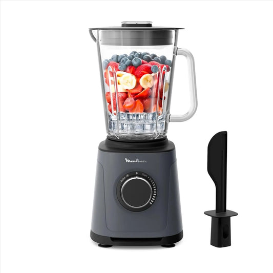 Moulinex blender kielichowy, Blender, 2 l, 1200 W, szary, Wysokiej wydajności smoothie 1200 W, termoodporna miska dla 1, przydatna, 1, 5 l
