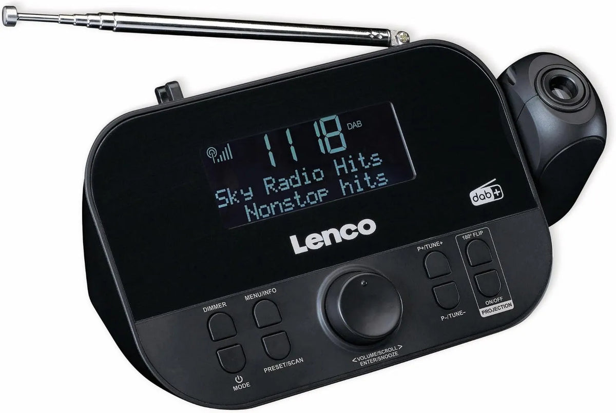 Lenco, Projektor CR- 615, projektor wideo, czarny, radio cyfrowe z Dab + i PLL FM, 30 stacji zapamiętanych, połączenie 3, 5 mm CR-615