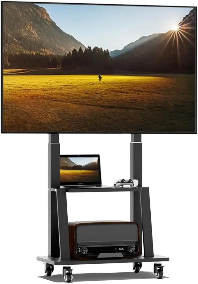 Duiliuu, 75 calowa szafa TV, przenośne, poruszające się kółka, Vesa 600 × 400, Wspiera do 130 kg