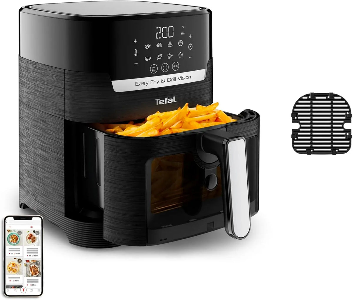 Tefal EY5068 frytkownica beztłuszczowa, 4,2 l, 8 programów, 700 g, sterowanie dotykowe, praca automatyczna, funkcja grilla, technologia Extra Crisp