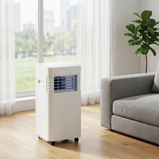 HUANQIN klimatyzator przenośny, Klimatyzator 24h, Przenośny, minutnik, 5000 BTU, 2 Speedy, cyfrowy wyświetlacz, Wentylator do dużego pokoju z instalacją zestawu