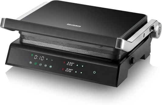Severin grill elektryczny, KG 2399 plancha, panini grill i croque- monsieur, 5 programów, stal nierdzewna, czarny, do warzyw