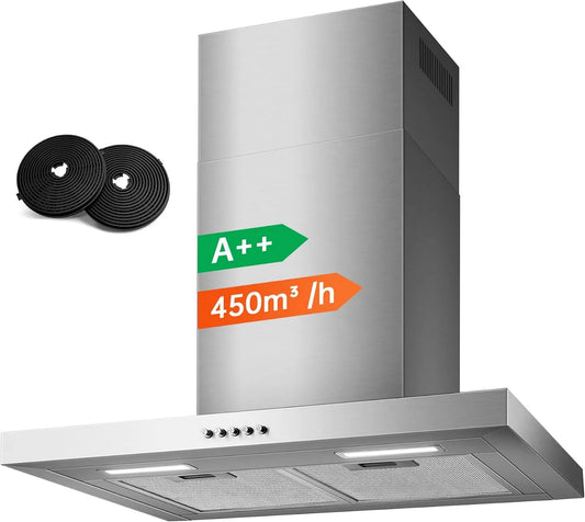 TopStrong okap kuchenny, 60 cm, 450m3 / h, 3 prędkości, montaż ścienny, stal nierdzewna, 430, LED, bezszczotkowy silnik A + + m3/h