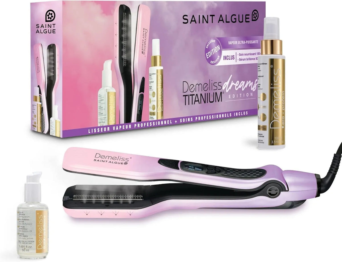 Demeliss prostownica do włosów, para, Brneigen Elixir 50 ml Wliczone, Pielęgnacja keratyny 100 ml