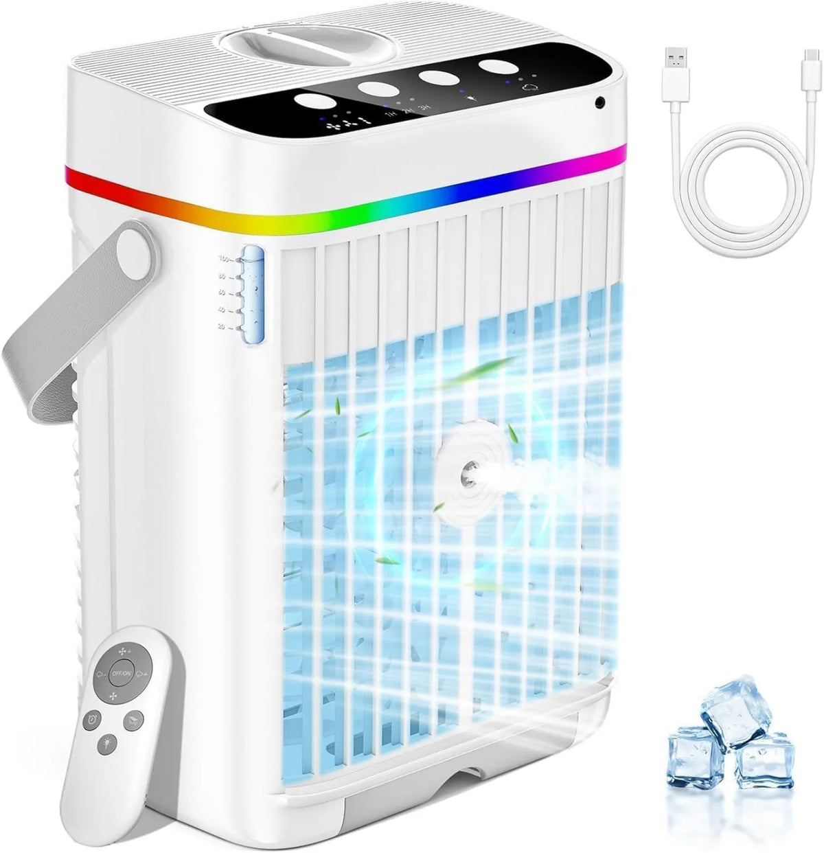 Ylkf klimatyzator przenośny, Klimatyzator, przenośne, 3-biegowa, mała jednostka AC do sypialni, dioda LED