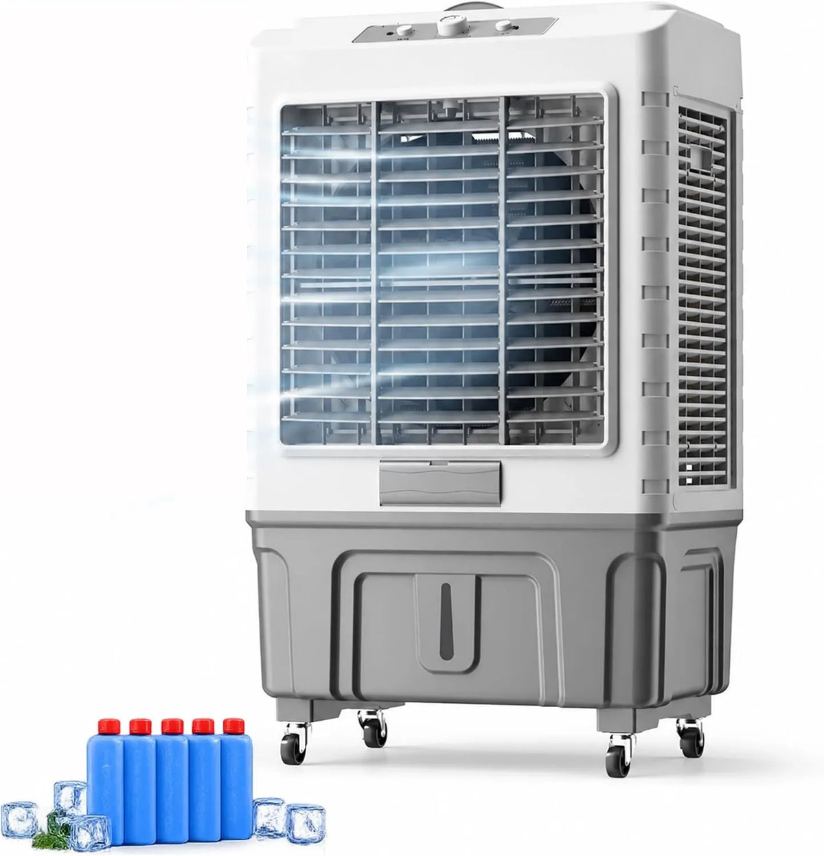 JCSRYD, Klimatyzator 40 l- 80 l, 88 × 50 × 37 cm, 40 l, na zewnątrz, przemysłowy, 3 prędkości, oscylacja 120 °, duży zbiornik, 6 opakowań lodu 40 l-80 l